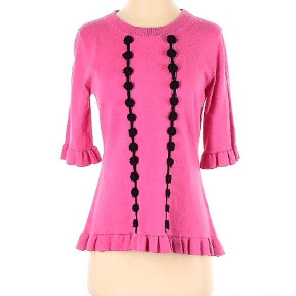 Prabal Gurung Collective "Peony' Pom Pom Cotton/Wool Blend Sweater- Sz. 4 - Picture 5 of 8